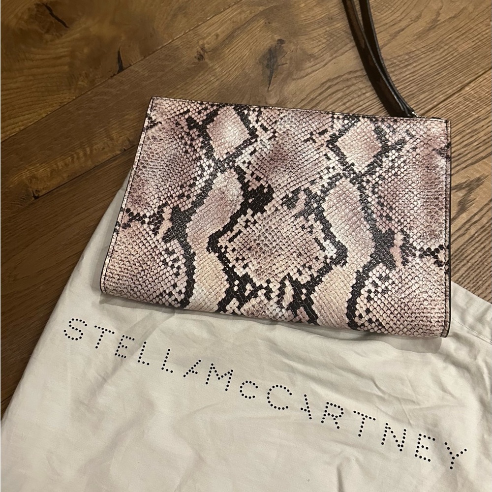 Stella McCartney Pink Snake Print Clutch - Picture 8 of 13